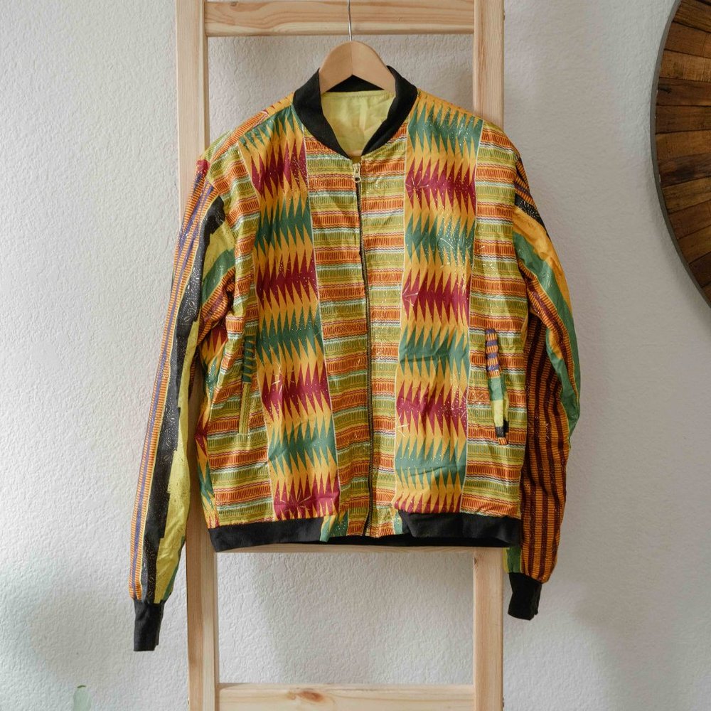 90s Colorful Bomber Jacket African Print